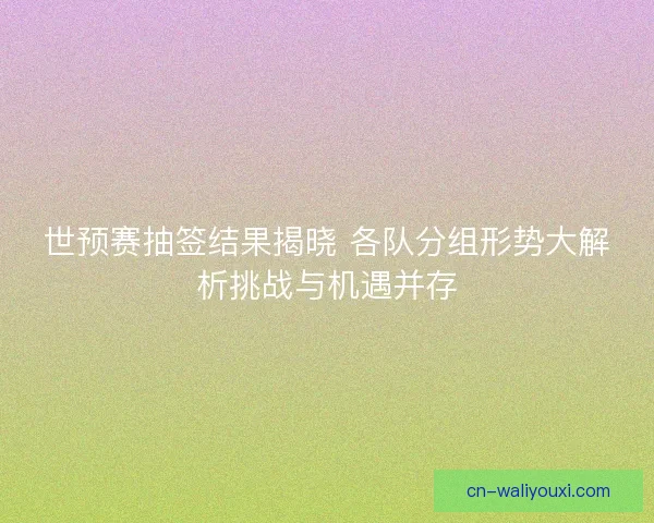 世预赛抽签结果揭晓 各队分组形势大解析挑战与机遇并存